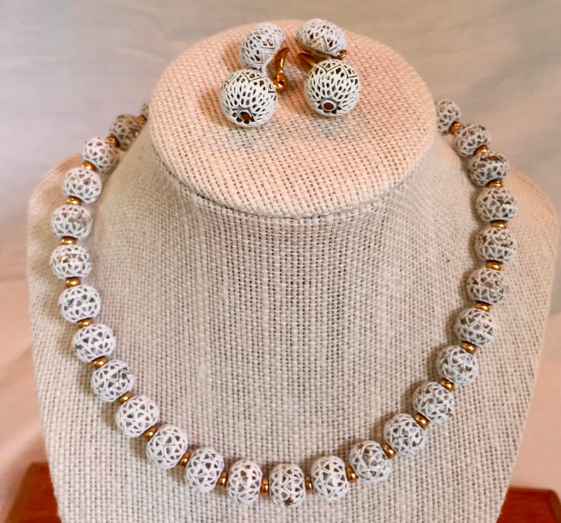 Beautiful Vintage Choker Necklace and Clip Earring Set Etsy