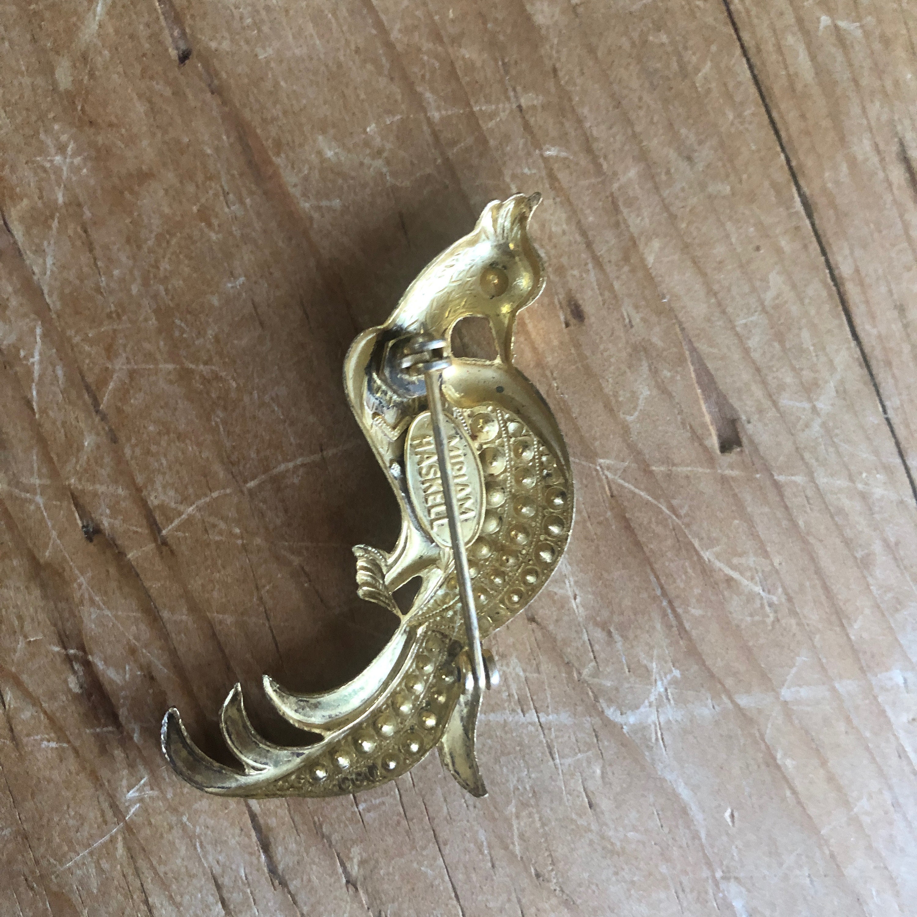 Miriam Haskell Gold Brooch Phoenix Gilded Crystal Bird Miriam Haskell Gold Brooch Phoenix Gilded Crystal Bird