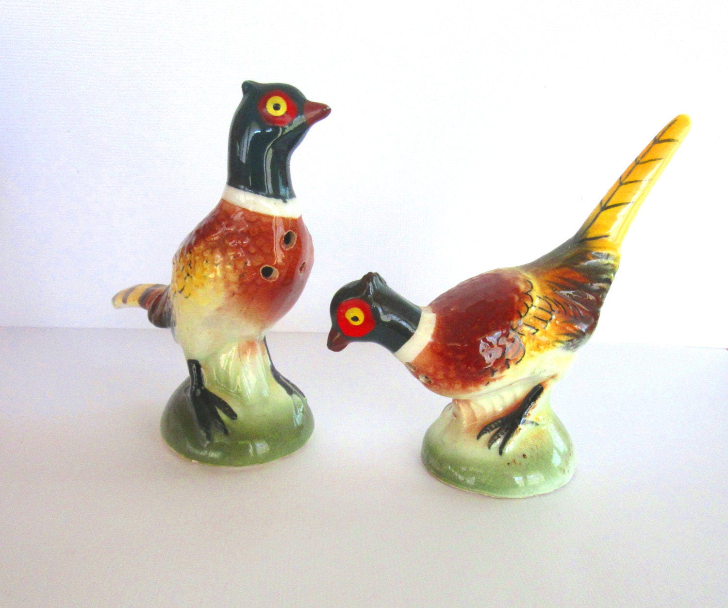 Ceramic pheasant salt and pepper shakers made in Japan Etsy