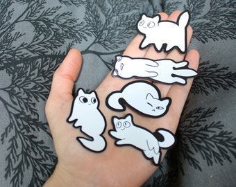 Witte kattenmagneten (set van 5)