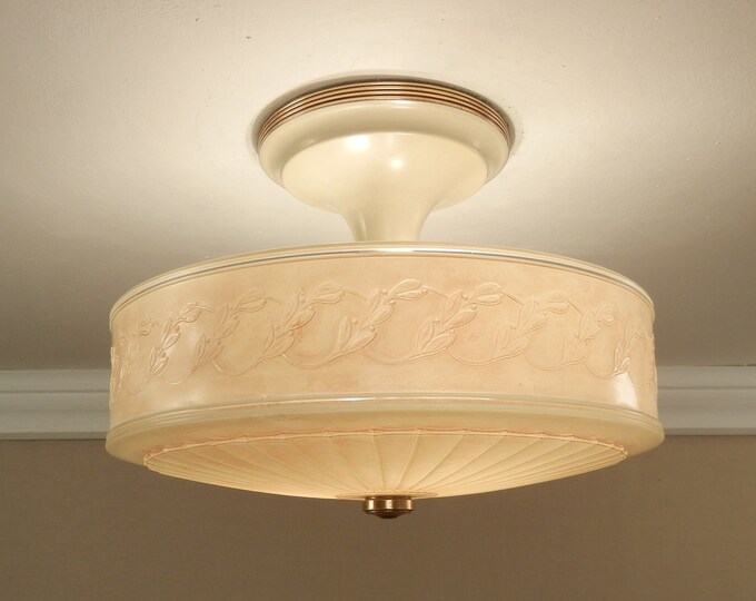 Vintage 1930s Lighting LIGHTOLIER AFTER SUNSET Semi Flush Mount Ceiling