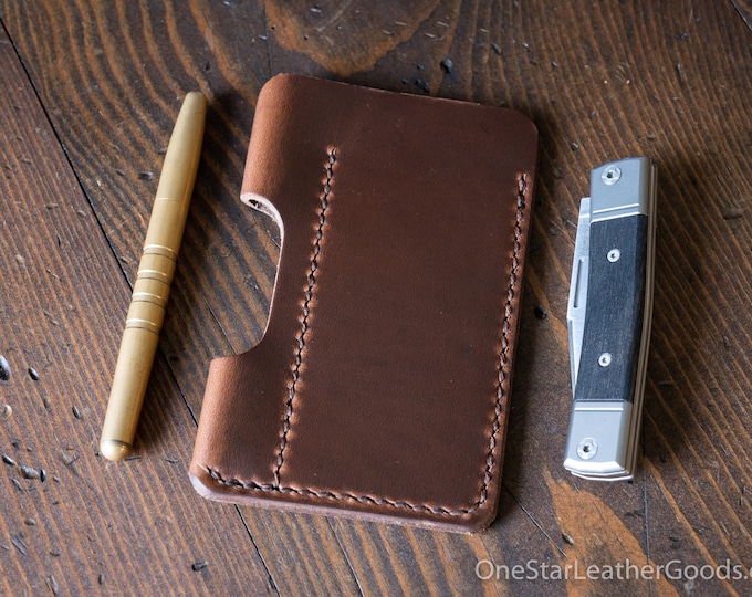 EDC-2, every day carry pocket knife and pen case, Large size for knives up to 4.5" closed - brown Horween Chromexcel