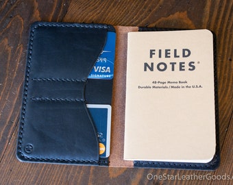 Field Notes wallet w/o pen sleeve "Park Sloper Senior No Pen” - black & tan Horween leather (SSNP)