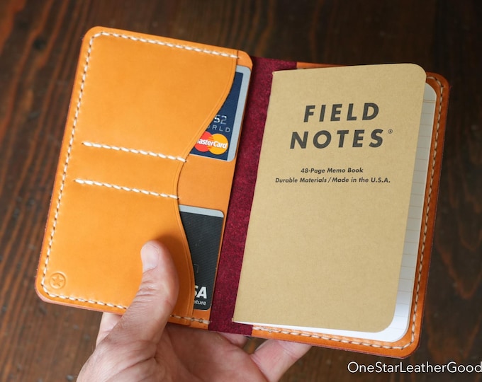 Field Notes wallet w/o pen sleeve "Park Sloper Senior No Pen” - red Chromexcel / tan bridle (SSNP)