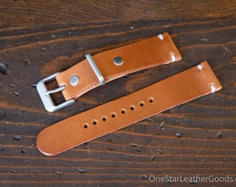 20mm leather two piece watch band - chestnut Buttero leather