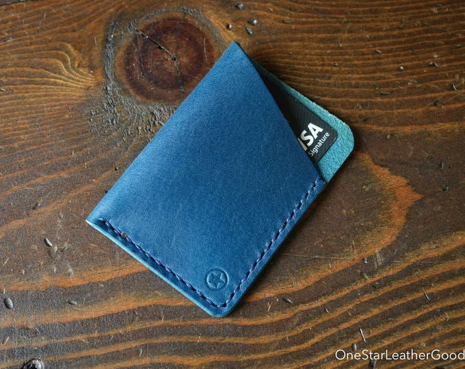 The Minimalist: micro card wallet - navy Buttero leather