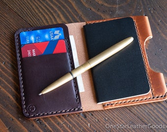 Micro notebook wallet "Park Sloper Junior" for Fisher Space Pen “Bullet” pen - Horween Dublin leather - chestnut / brown