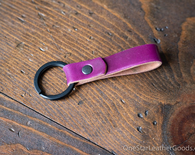 Key fob & keyring, keychain, Horween shell cordovan - ultraviolet / black