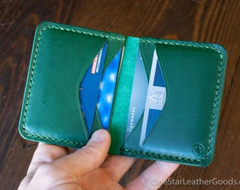 The Six Pocket Horizontal leather wallet - green Horween Chromexcel & Buttero leather