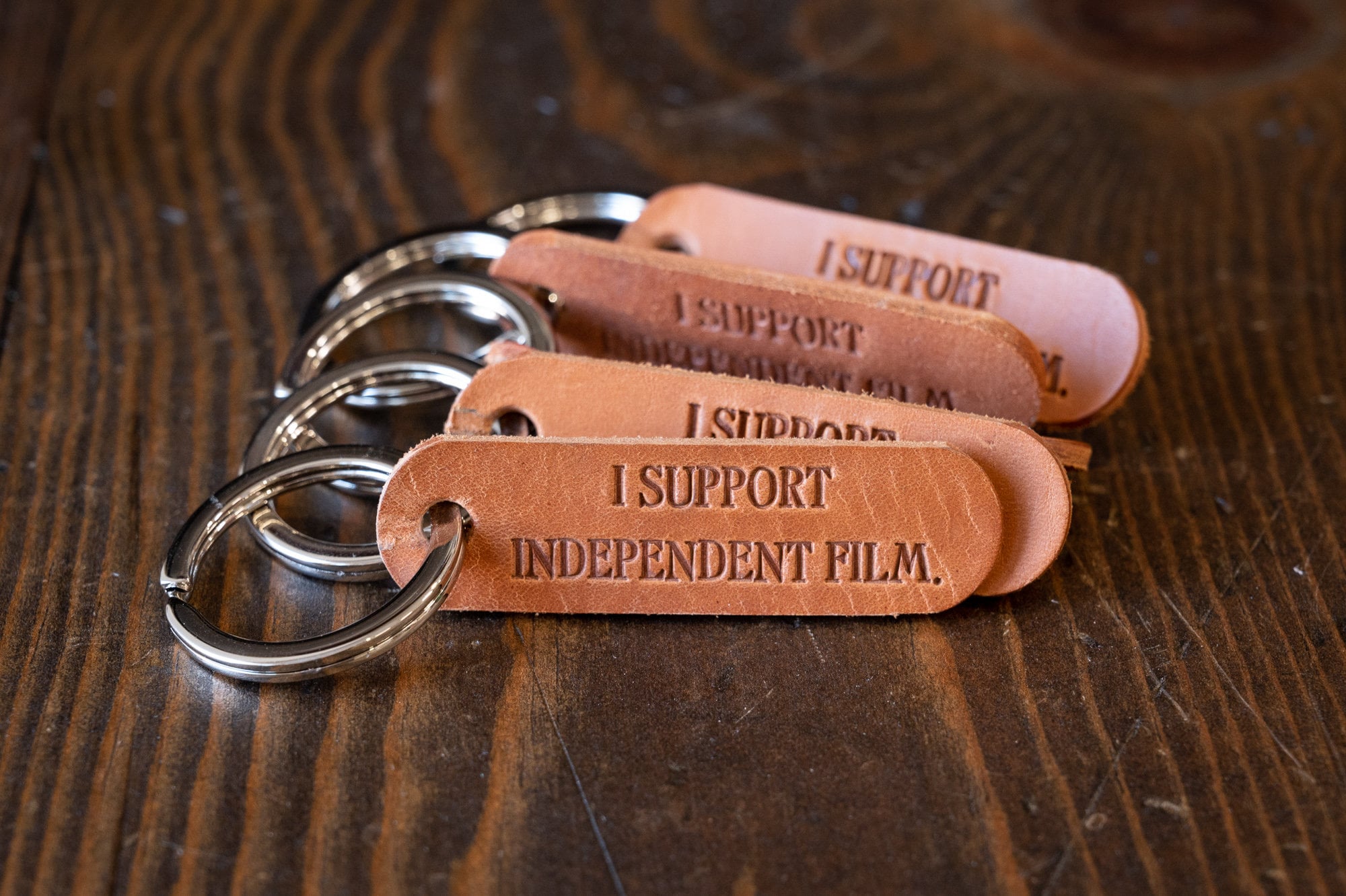 I support independent film key fob & keyring - natural veg leather