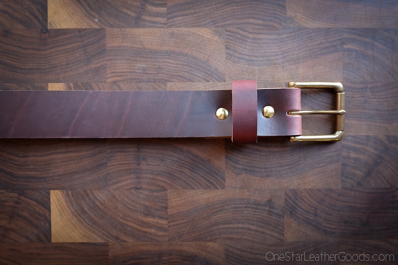 8 1.5 width heel bar buckle Custom sized belt Horween Chromexcel leather burgundy color No