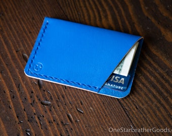 The Minimalist: micro card wallet - blue bridle leather