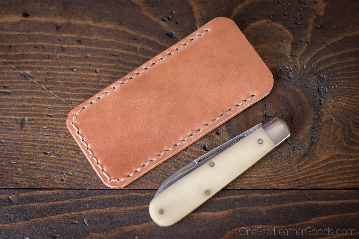 Pocket knife slip case in Horween shell cordovan fits GEC patterns 15