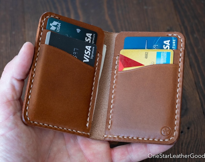 The Six Pocket Vertical leather wallet - whiskey Buttero leather