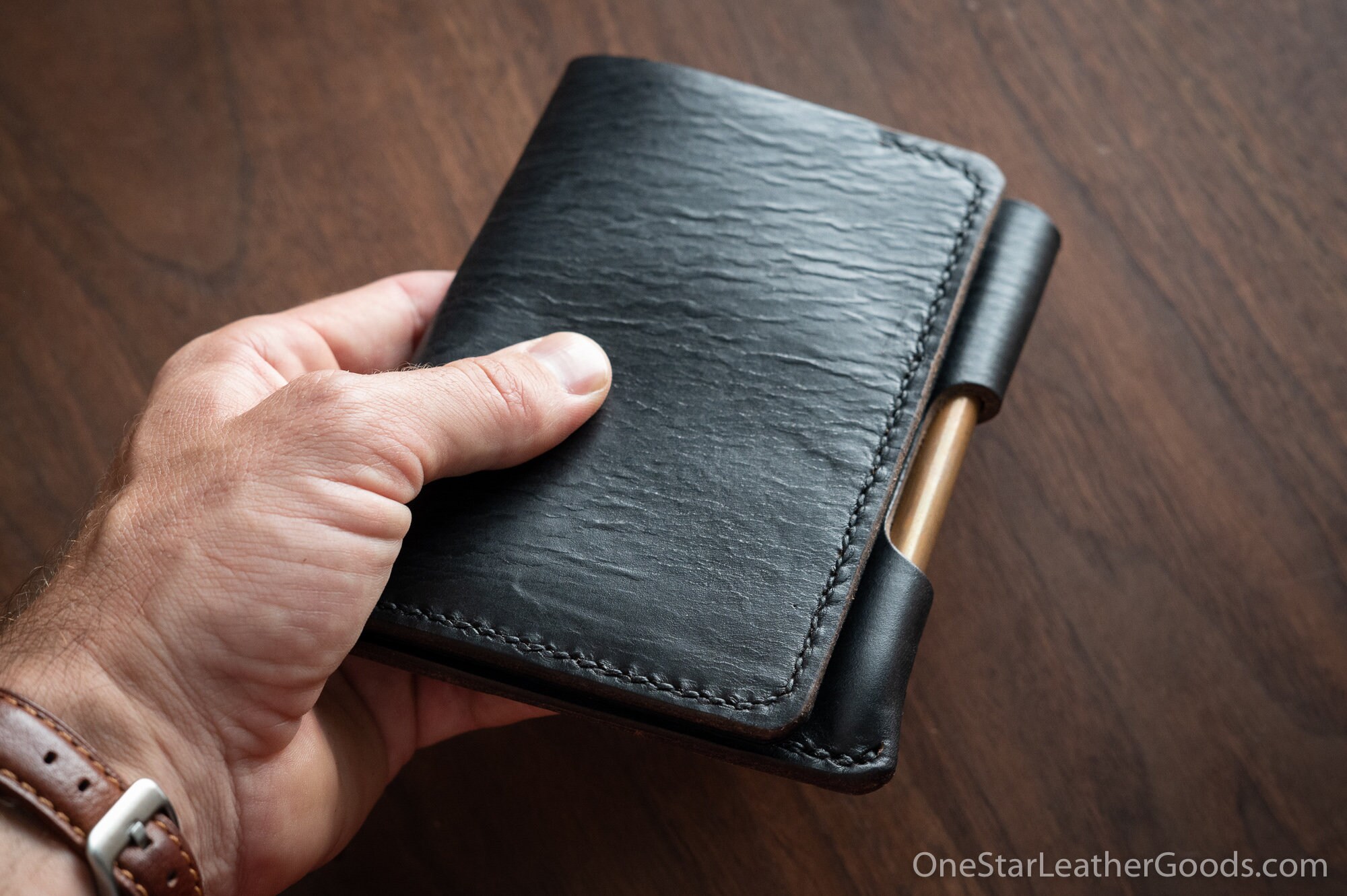Field Notes wallet with pen sleeve Park Sloper Senior Horween