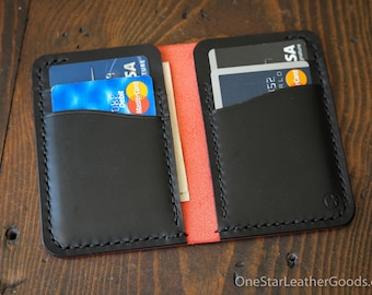 The Six Pocket Vertical leather wallet - Buttero leather, red/black