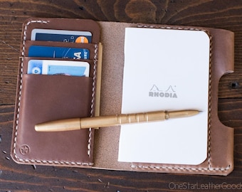 Small A7 notebook/wallet/pen, "Park Sloper Medium" - Horween natural Chromexcel (PSM)