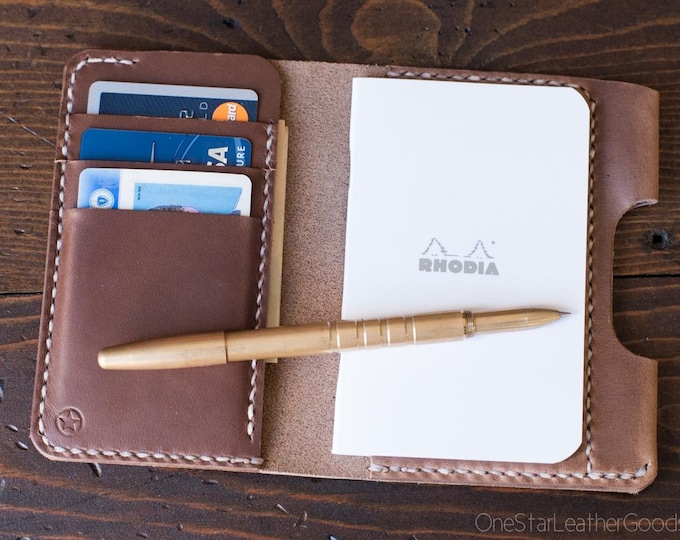 Small A7 notebook/wallet/pen, "Park Sloper Medium" - Horween natural Chromexcel (PSM)