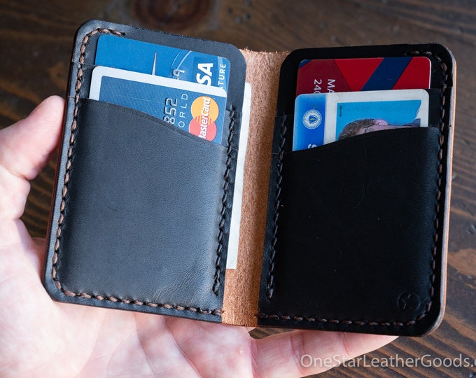 The Six Pocket Vertical leather wallet - Horween Dublin leather - chestnut / espresso