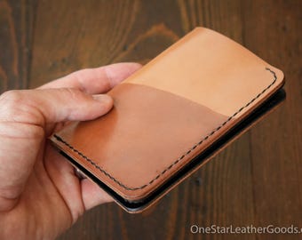 The Five Pocket Slim leather wallet - natural Horween shell cordovan / black bridle leather (#2)
