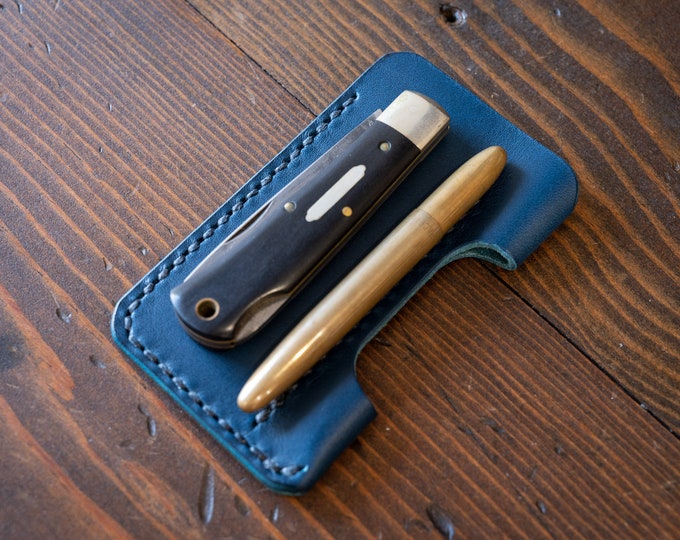 EDC-1, every day carry pocket knife and pen case, small size, for FisherSpacePen or Kaweco Liliput - navy