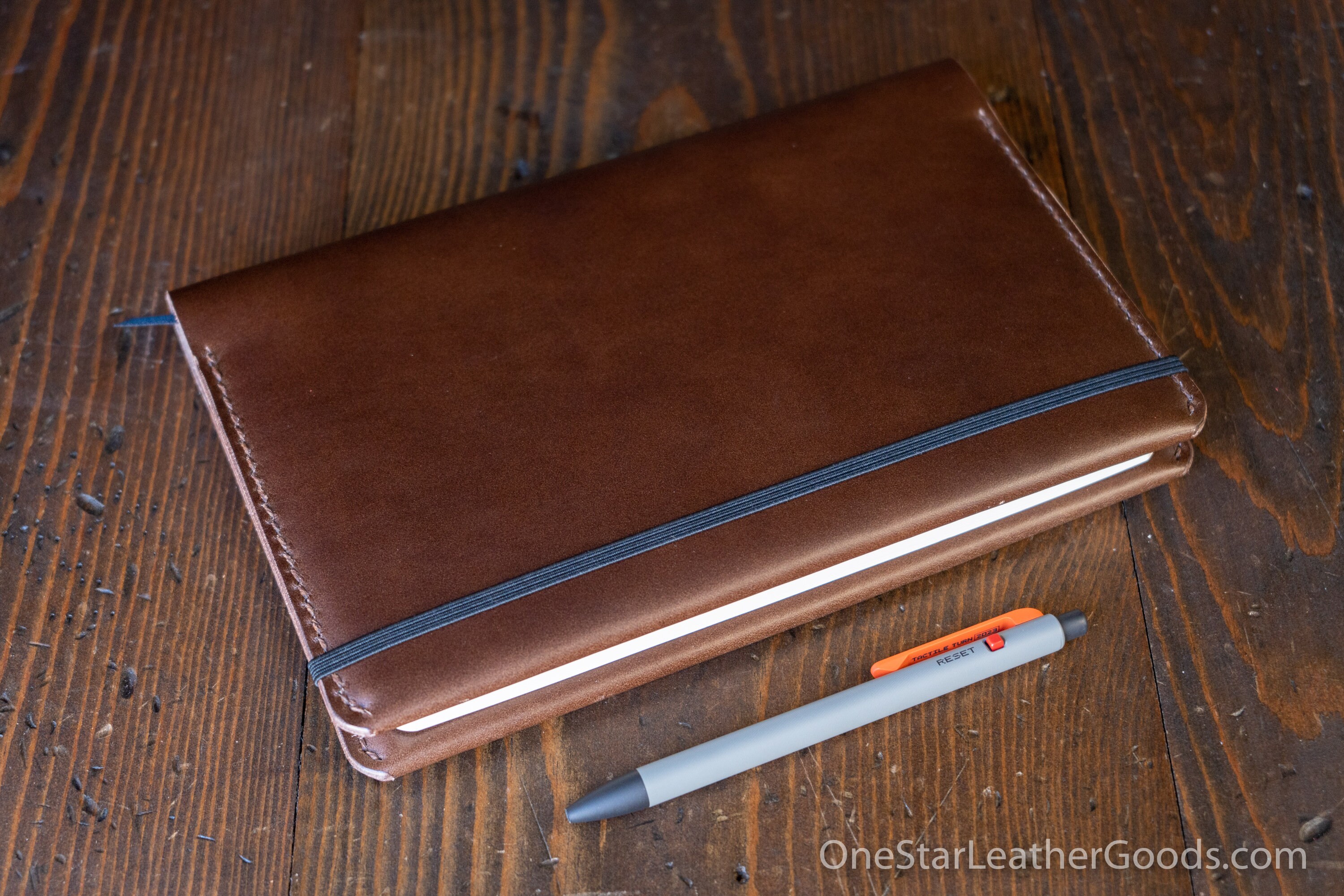 Rhodia A5 Webnotebook Hardcover leather wrap cover - blue Buttero leather