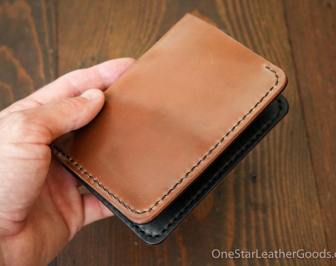 The Five Pocket Slim leather wallet - natural Horween shell cordovan / black bridle leather (#1)