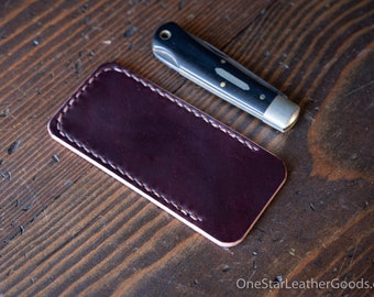 Pocket Knife Slip Case, size Small, for knifes up to 3.75"- Horween shell cordovan - burgundy #8