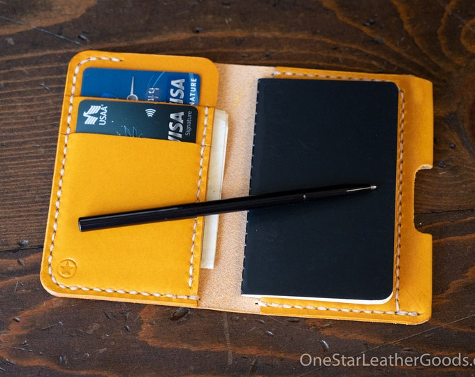 Small Notebook Wallet and Pen "Park Sloper Junior" - yellow Buttero leather