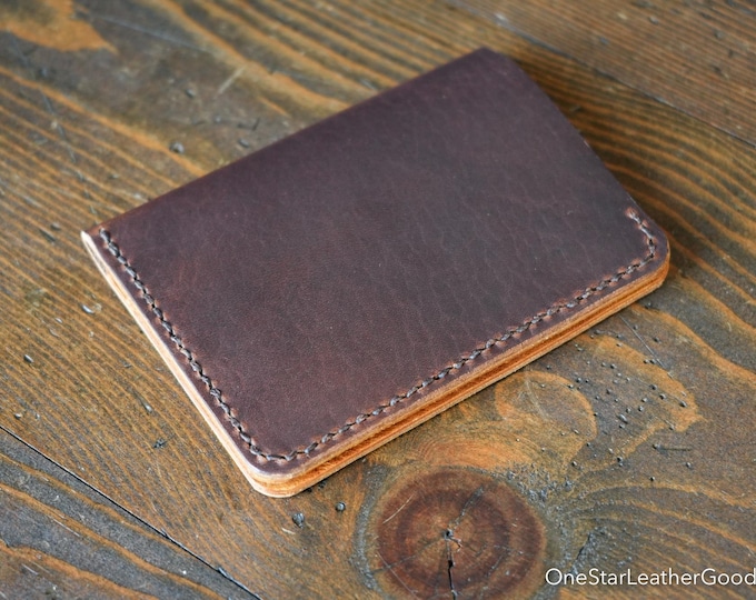 The Five Pocket Slim leather wallet  - Horween Dublin leather, brown/textured chestnut