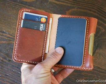 Micro notebook wallet "Park Sloper Junior" for Fisher Space Pen “Bullet” pen - chestnut Buttero leather