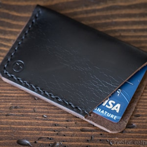 Minimalista: billetera con microtarjetas - cuero Horween Chromexcel negro