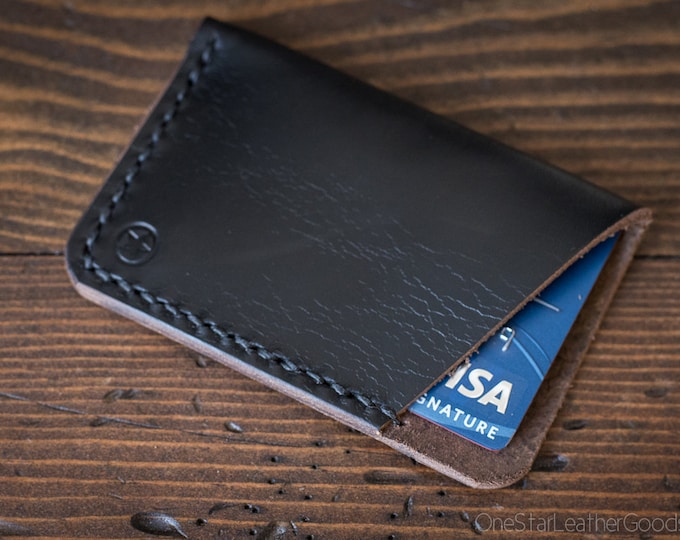 The Minimalist: micro card wallet -black Horween Chromexcel leather