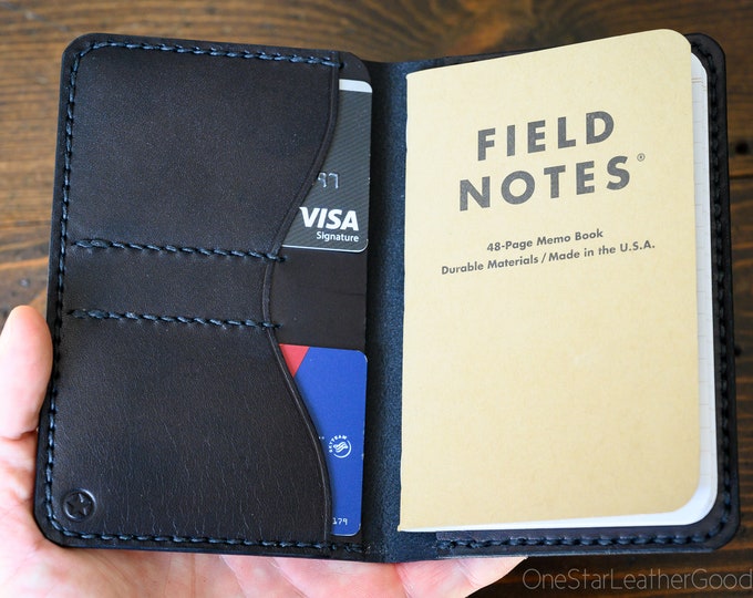 Notebook wallet "Park Sloper No Pen," fits Field Notes and other notebooks - black bridle leather (SSNP)