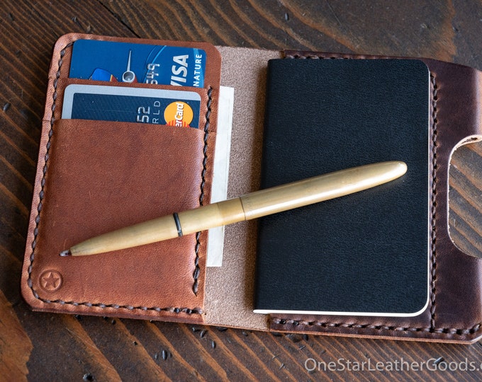Micro notebook wallet "Park Sloper Junior" for Fisher Space Pen “Bullet” pen - Horween Dublin leather - brown / chestnut
