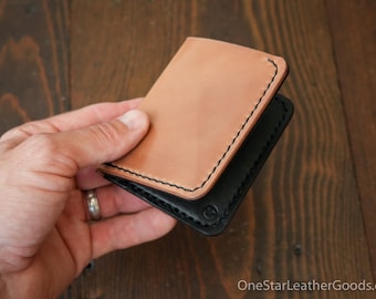 The Six Pocket Horizontal leather wallet - natural Horween shell cordovan & black bridle