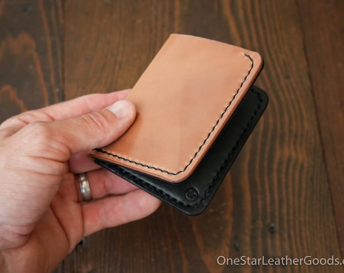 The Six Pocket Horizontal leather wallet - natural Horween shell cordovan & black bridle