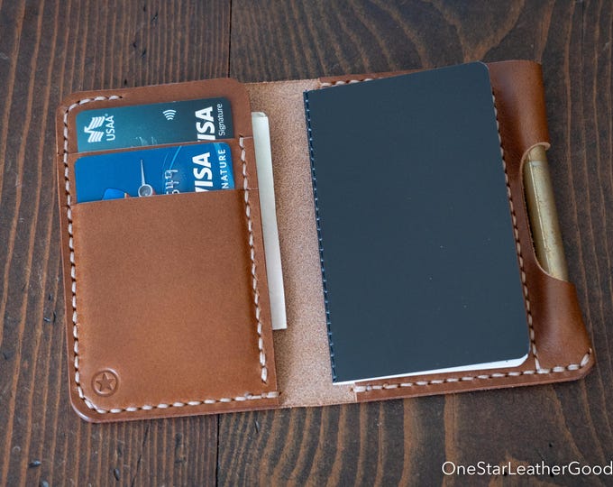 Micro notebook wallet "Park Sloper Junior" for Fisher Space Pen “Bullet” pen - whiskey Buttero leather