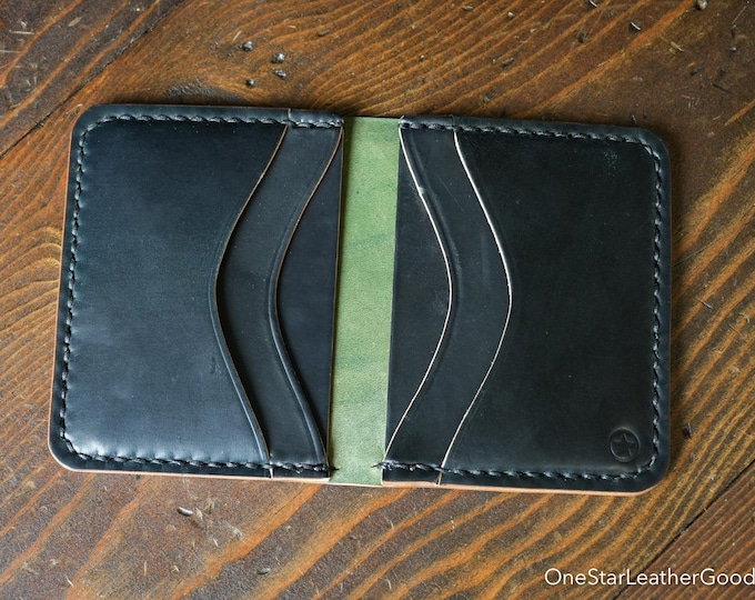 The Six Pocket Horizontal leather wallet - Horween shell cordovan, black