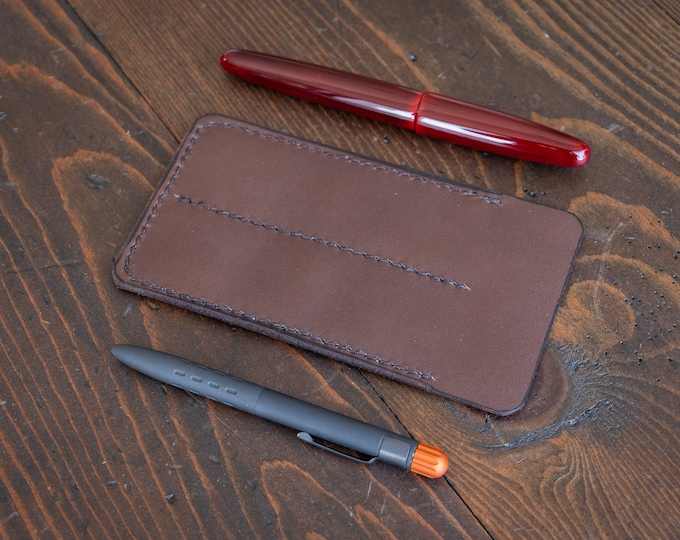 Double pen sleeve case, Horween leather - brown