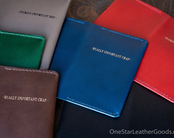 Field Notes wrap cover - blank or with optional printing - Buttero leather - assorted colors