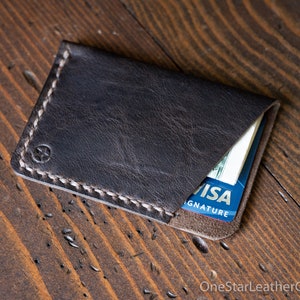 Minimalista: billetera con microtarjetas - Cuero espresso de Horween