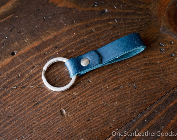 Key fob & keyring, keychain - blue Buttero leather / silver