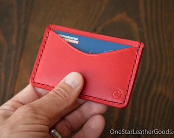 Three Pocket Flat Wallet - bright red Buttero leather