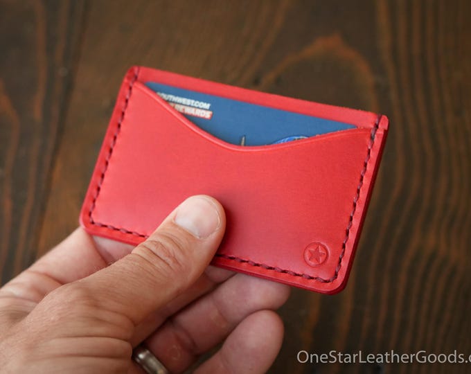 Three Pocket Flat Wallet - bright red Buttero leather