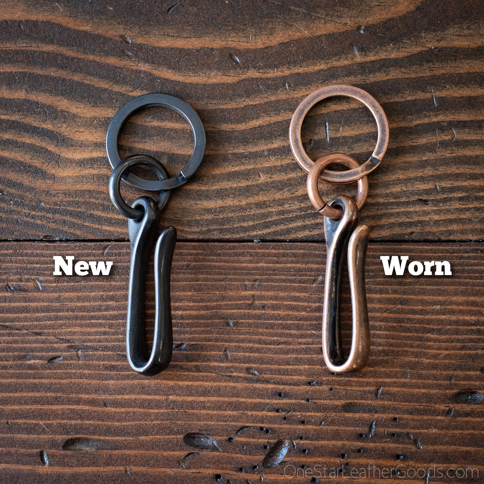 Key ring and pocket hook, Japanese made - brass, matte nickel, Black