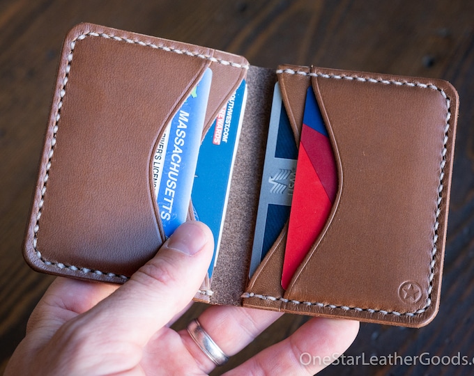 The Six Pocket Horizontal leather wallet - Horween natural Chromexcel