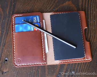 Micro notebook wallet "Park Sloper Junior" + Fisher Space Pen “Stowaway” - chestnut Buttero leather