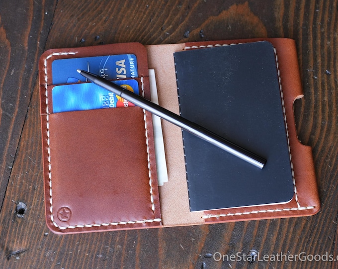 Micro notebook wallet "Park Sloper Junior" + Fisher Space Pen “Stowaway” - chestnut Buttero leather