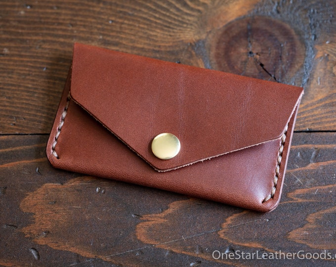 Coin pouch / wallet / business card case with snap - medium brown